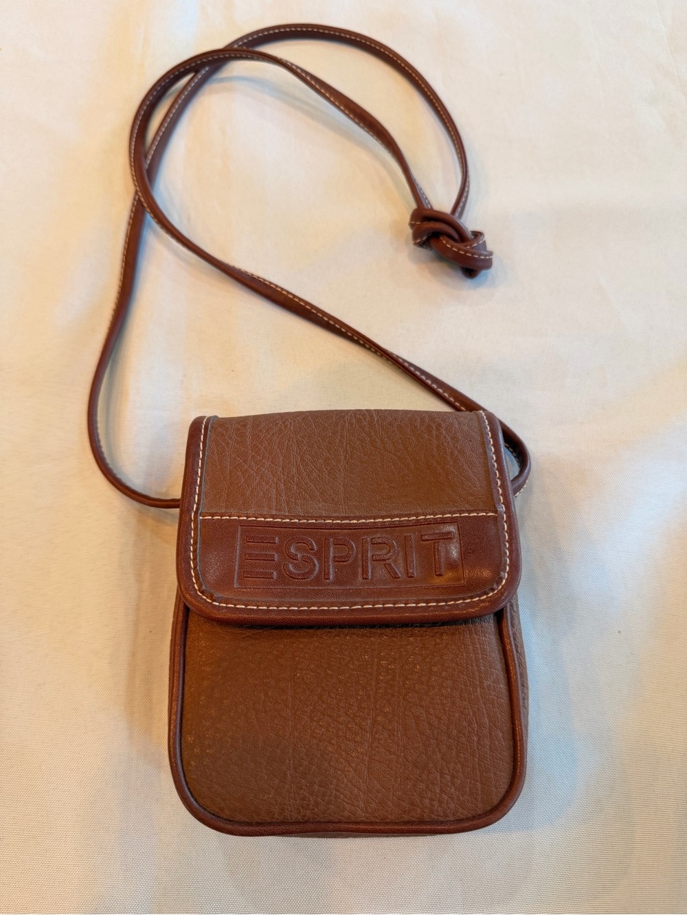 Vintage Esprit Brown Faux Leather Mini Crossbody Bag